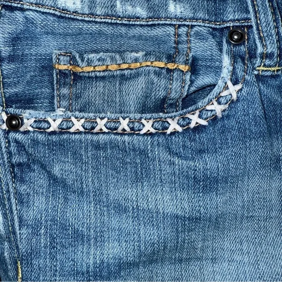 Lucky Brand Lil Maggie Peace Embroidered Flare Low Rise Jeans Size 12 31 - Picture 8 of 10